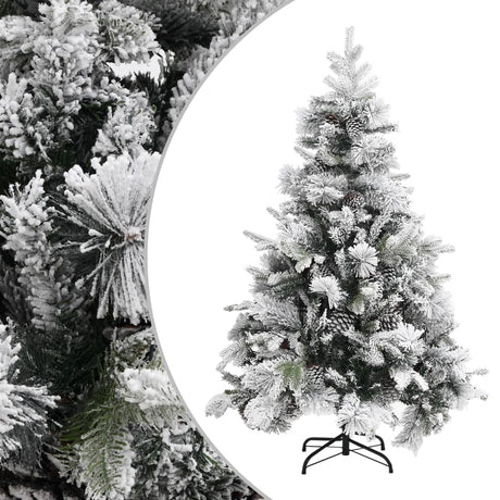 Vidaxl Weihnachtsbaum mit Kiefernkegeln und Schnee 150 cm PVC und PE