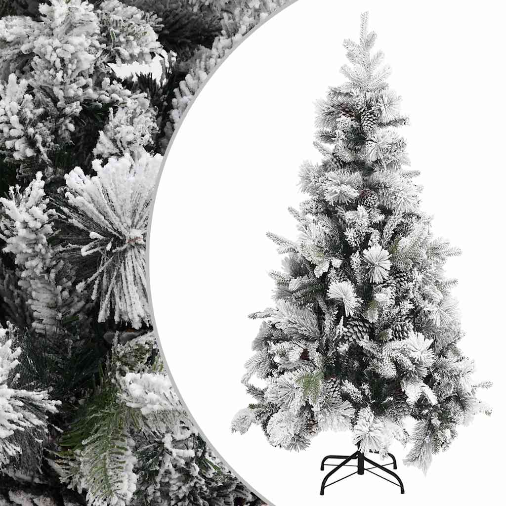Vidaxl Weihnachtsbaum mit Kiefernkegeln und Schnee 225 cm PVC und PE