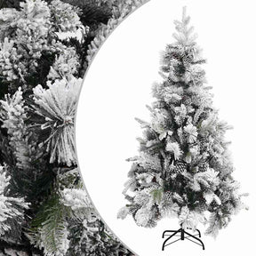 Vidaxl Weihnachtsbaum mit Kiefernkegeln und Schnee 225 cm PVC und PE