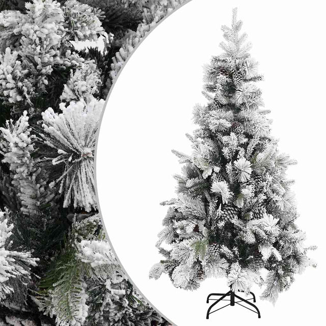 Vidaxl Weihnachtsbaum mit Kiefernkegeln und Schnee 225 cm PVC und PE