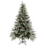 Vidaxl Weihnachtsbaum mit Kiefernkegeln 120 cm PVC und PE grün und weiß