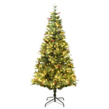 Vidaxl Weihnachtsbaum mit LED- und Kiefernzapfen 195 cm PVC und PE Green