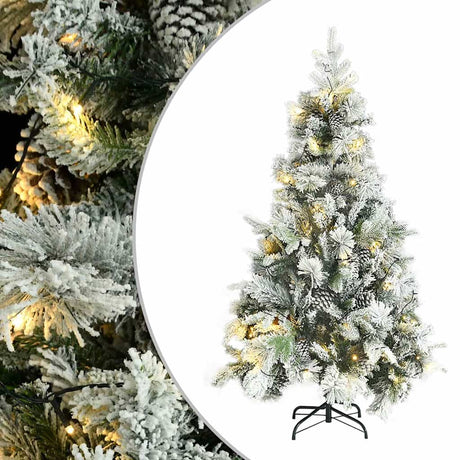 VidaXL Weihnachtsbaum mit LED und Tannenzapfen und Schnee 195 cm PVC und PE