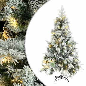 VidaXL Weihnachtsbaum mit LED und Tannenzapfen und Schnee 195 cm PVC und PE