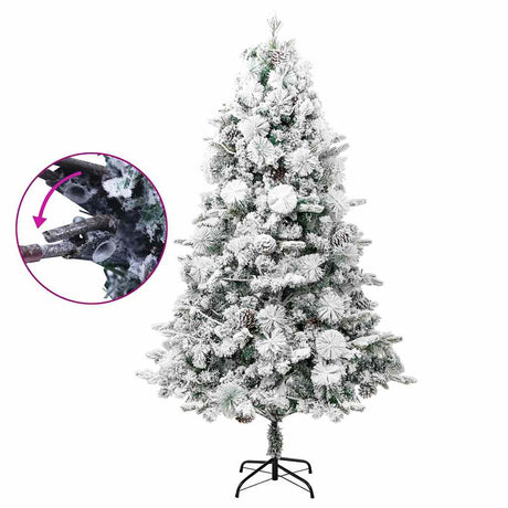 VidaXL Weihnachtsbaum mit LED und Tannenzapfen und Schnee 195 cm PVC und PE
