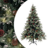 Vidaxl Weihnachtsbaum mit LED- und Kiefernkegeln 150 cm PVC und PE grün und weiß