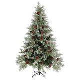 Vidaxl Weihnachtsbaum mit LED- und Kiefernkegeln 150 cm PVC und PE grün und weiß