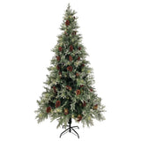Vidaxl Weihnachtsbaum mit LED- und Kiefernkegel 225 cm PVC und PE grün und weiß