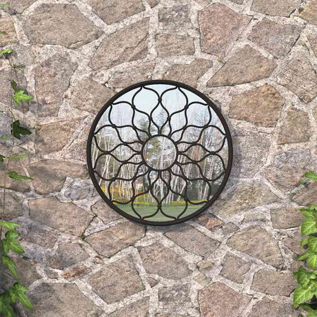 Vidaxx Gartenspiegel rund 60x3 cm Eisen schwarz