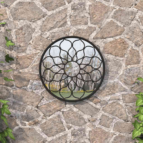 Vidaxx Gartenspiegel rund 60x3 cm Eisen schwarz
