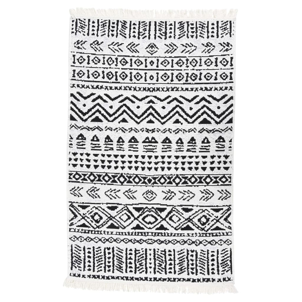 Vidaxl Teppich 160x230 cm Baumwollschwarz und Weiß