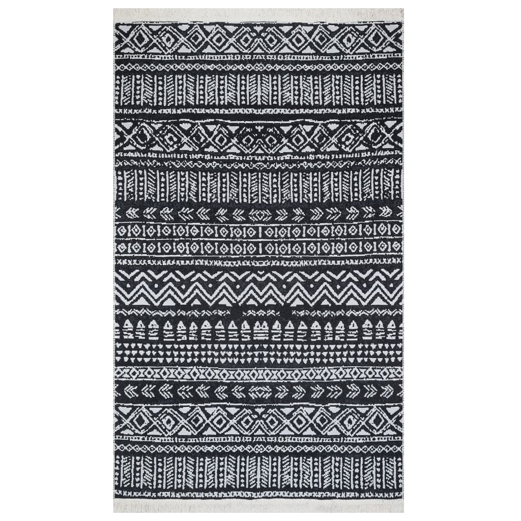 Vidaxl Teppich 160x230 cm Baumwollschwarz und Weiß