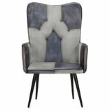 Vidaxl fauteuil echt leer grijs