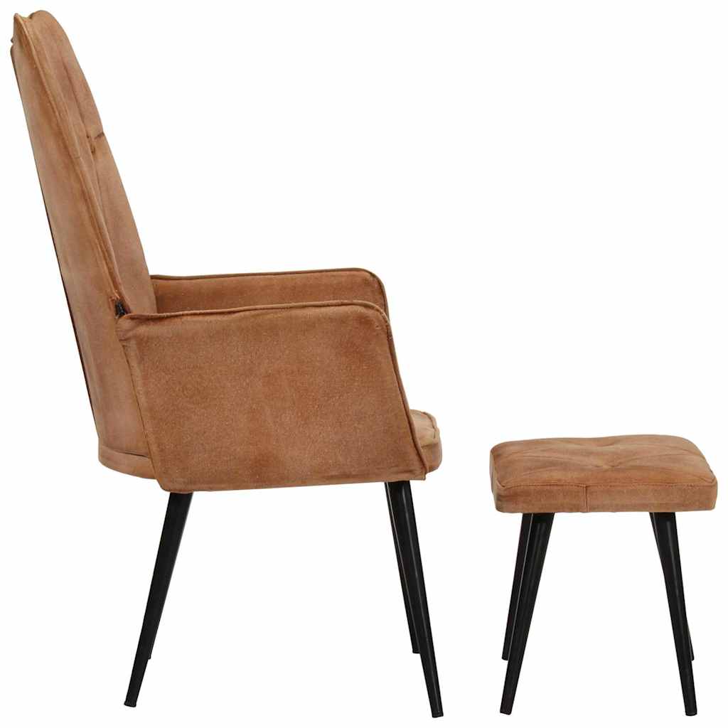 Vidaxl fauteuil met voetensteun canvas bruin
