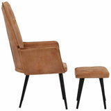 Vidaxl fauteuil met voetensteun canvas bruin