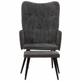 Vidaxl fauteuil met voetenbank vintage stijl canvas zwart