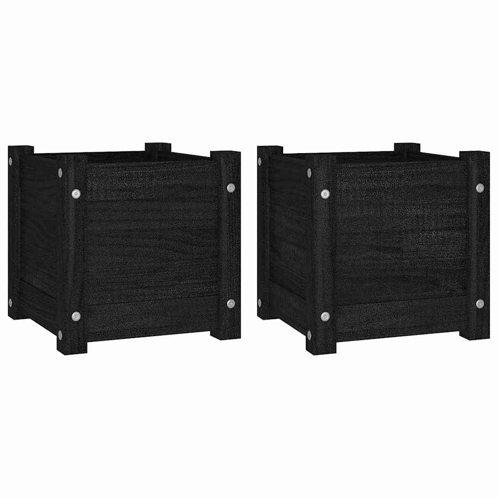 VIDAXL -Pflanzer 2 PCs 31x31x31 cm Festkiefer Kiefer schwarz