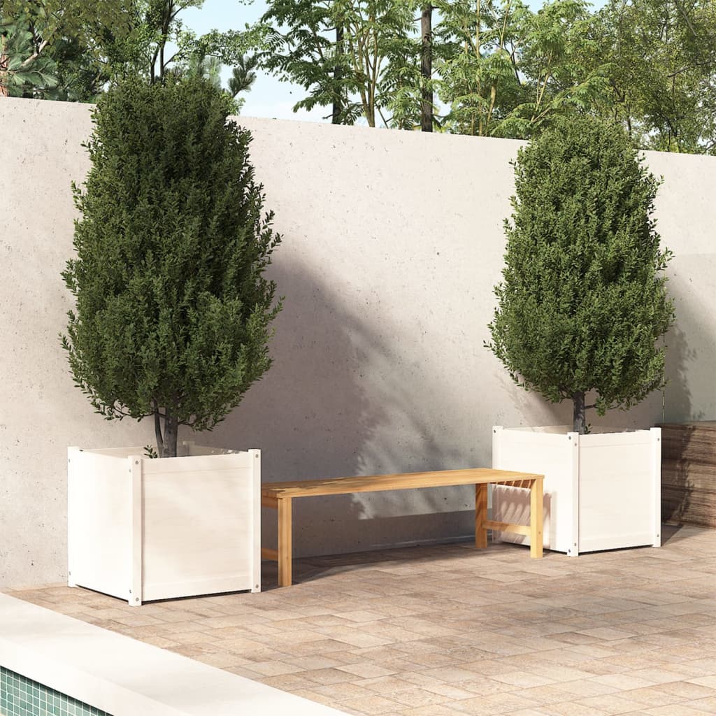 Vidaxl -Pflanzer 2 ST 60x60x60 cm Festkiefer weiß