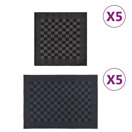 Vidaxl 10-teilige Küchenstoffset Baumwollschwarz und Grau