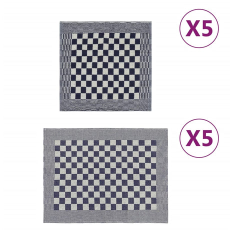 Vidaxl 10-teilige Küchenstoffset Baumwollblau und Weiß