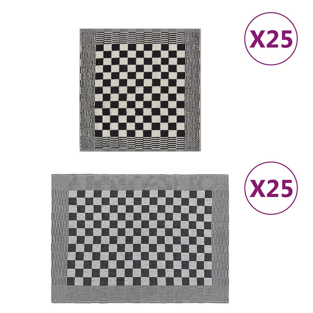 Vidaxl 50-teilige Küchenstoffset Baumwollschwarz und Weiß