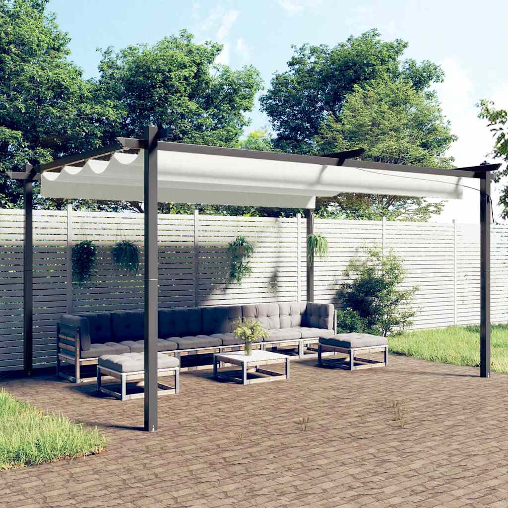 Vidaxl Garden Practor mit ausziehbarem Dach 4x3 m cremefarben