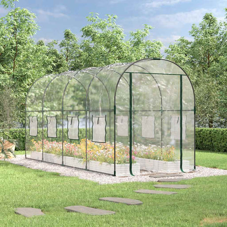 Vidaxx Gartengewächshaus 160x400x190 cm PVC und pulverbeschichteter Stahl transparent