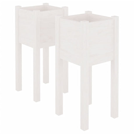 VIDAXL -Pflanzer 2 PCs 31x31x70 cm Festkiefer weiß