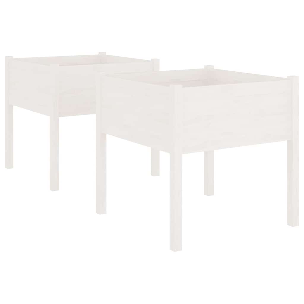 VIDAXL -Pflanzer 2 ST 70x70x70 cm Festkiefer weiß