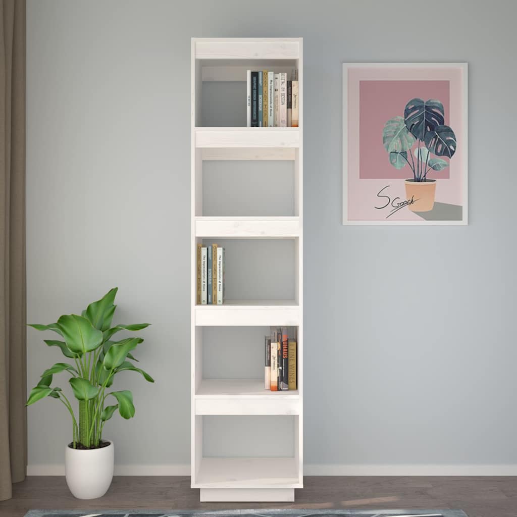 Vidaxl boekenkast kamerscherm 40x35x167 cm massief grenenhout wit