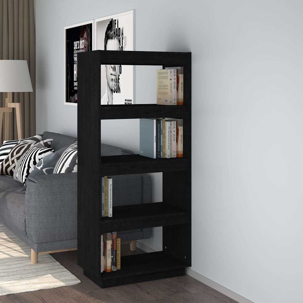 Vidaxl boekenkast kamerscherm 60x35x135 cm massief grenenhout zwart