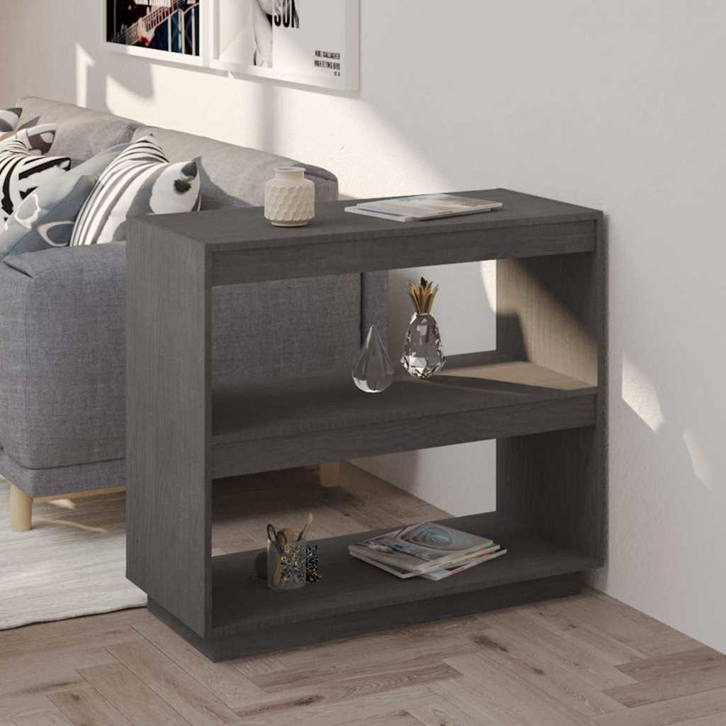 Vidaxl boekenkast 80x35x71 cm massief grenenhout grijs