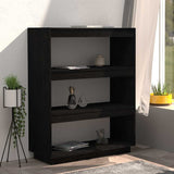 Vidaxl boekenkast kamerscherm 80x35x103 cm massief grenenhout zwart