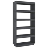 Vidaxl boekenkast kamerscherm 80x35x167 cm massief grenenhout grijs