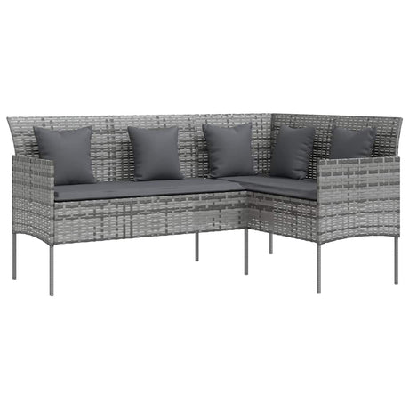 Vidaxl 5-delige loungeset met kussens l-vormig poly rattan grijs