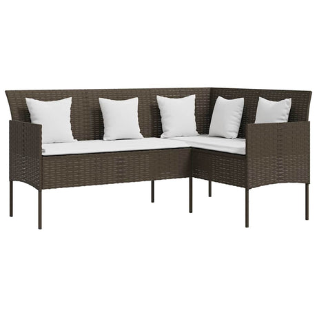 Vidaxl loungebank met kussens l-vormig poly rattan bruin