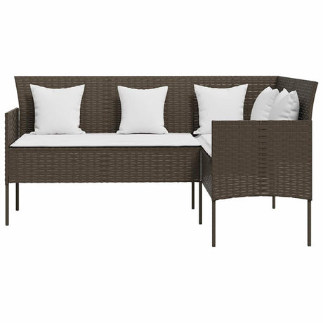 Vidaxl loungebank met kussens l-vormig poly rattan bruin