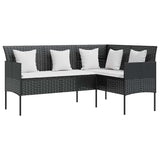 Vidaxl loungebank met kussens l-vormig poly rattan zwart
