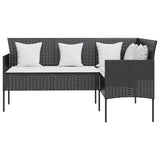 Vidaxl loungebank met kussens l-vormig poly rattan zwart