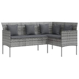 Vidaxl loungebank met kussens l-vormig poly rattan grijs