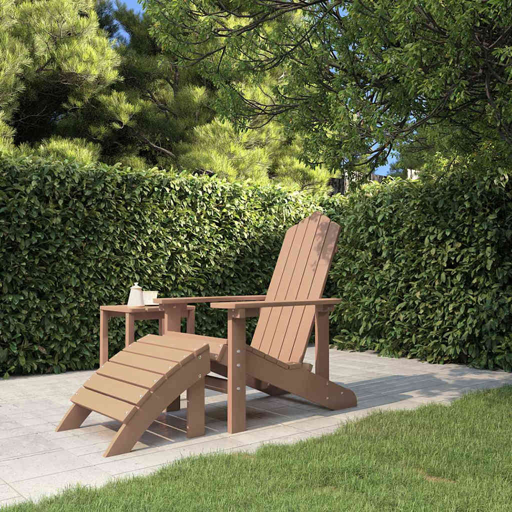 Vidaxl tuinstoel adirondack met voetenbank hdpe bruin