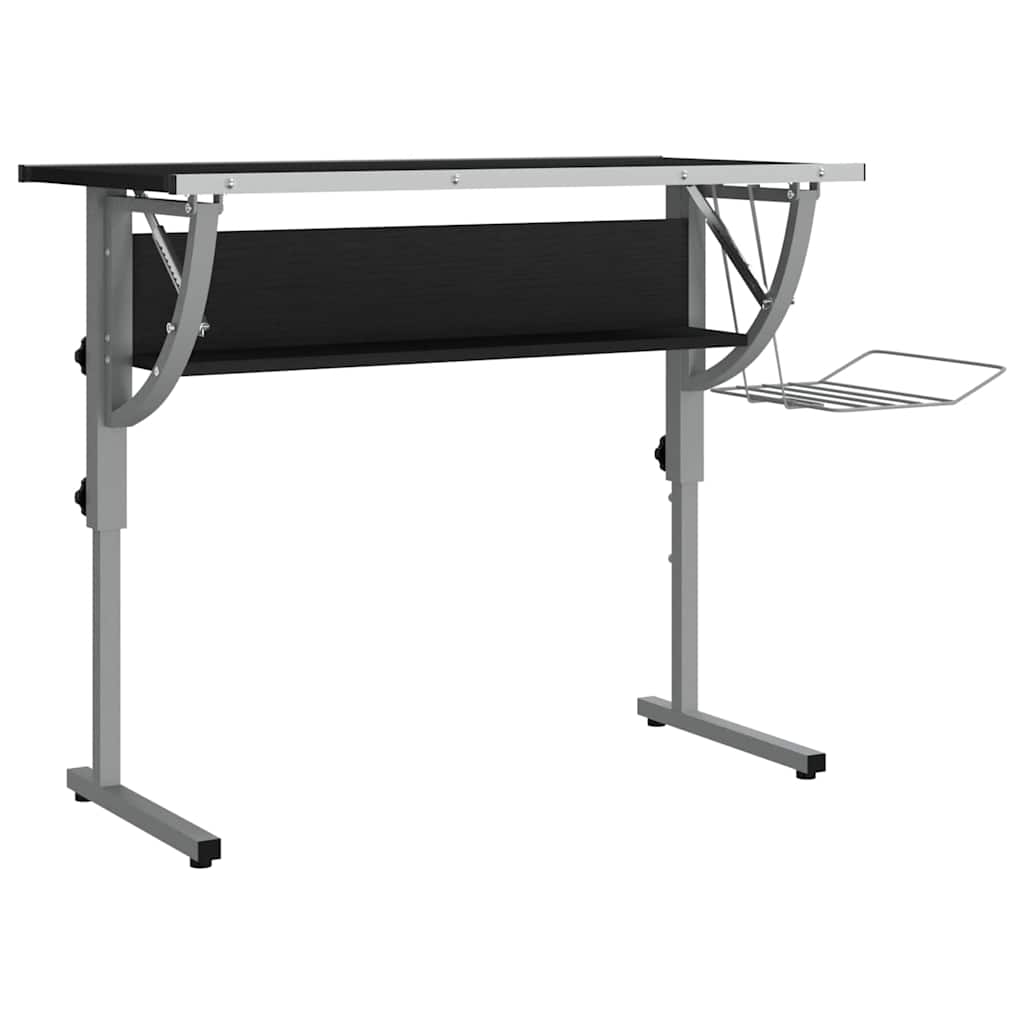 Vidaxl tekentafel 110x53x(58-87) cm bewerkt hout en staal zwart grijs