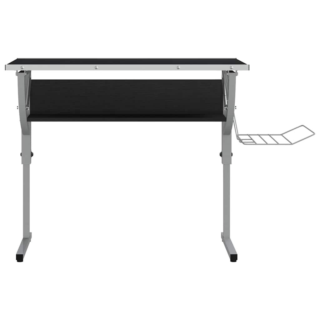 Vidaxl tekentafel 110x53x(58-87) cm bewerkt hout en staal zwart grijs