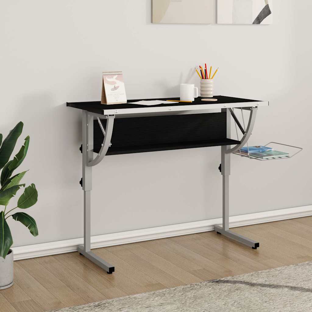 Vidaxl tekentafel 110x53x(58-87) cm bewerkt hout en staal zwart grijs