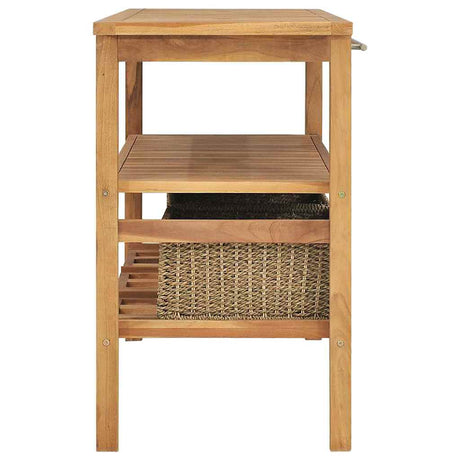 Vidaxl wastafelkast met 3 manden 132x45x75 cm massief teakhout