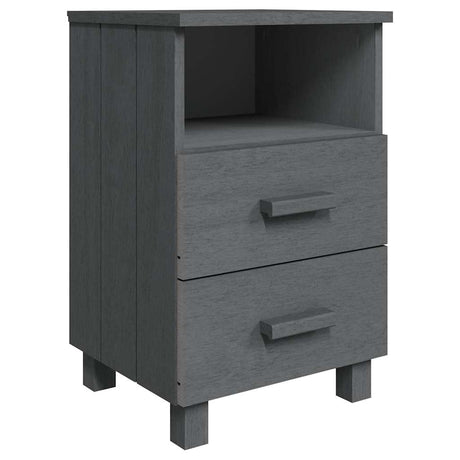 Vidaxl nachtkastje hamar 40x35x62 cm massief grenenhout donkergrijs