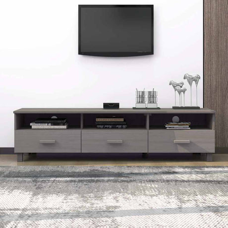 Vidaxl tv-meubel hamar 158x40x40 cm massief grenenhout lichtgrijs