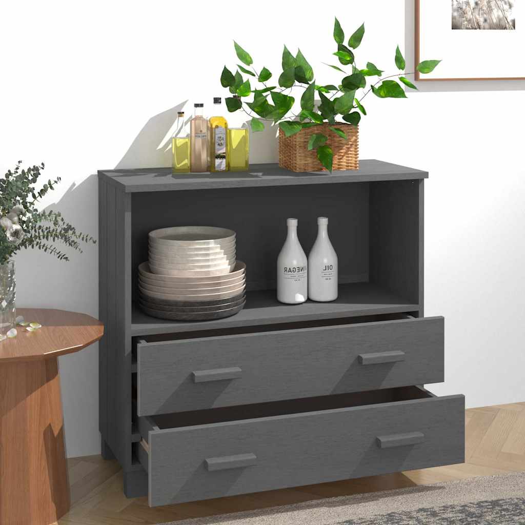 Vidaxl dressoir hamar 85x35x80 cm massief grenenhout donkergrijs