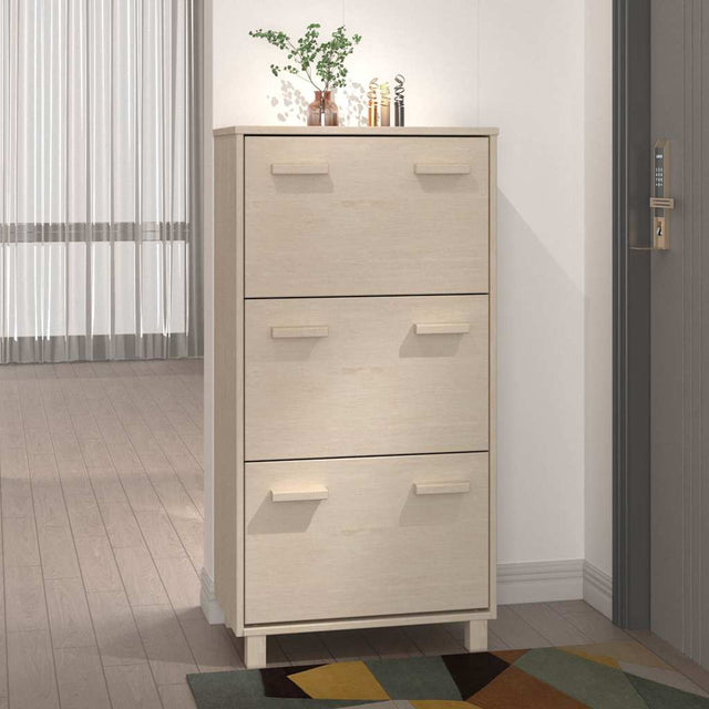 Vidaxl Schuhschrank Hamar 59.5x35x117 cm Kiefernholz honigbraun