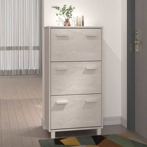 Vidaxl Schuhschrank Hamar 59.5x35x117 cm Festkiefer weiß